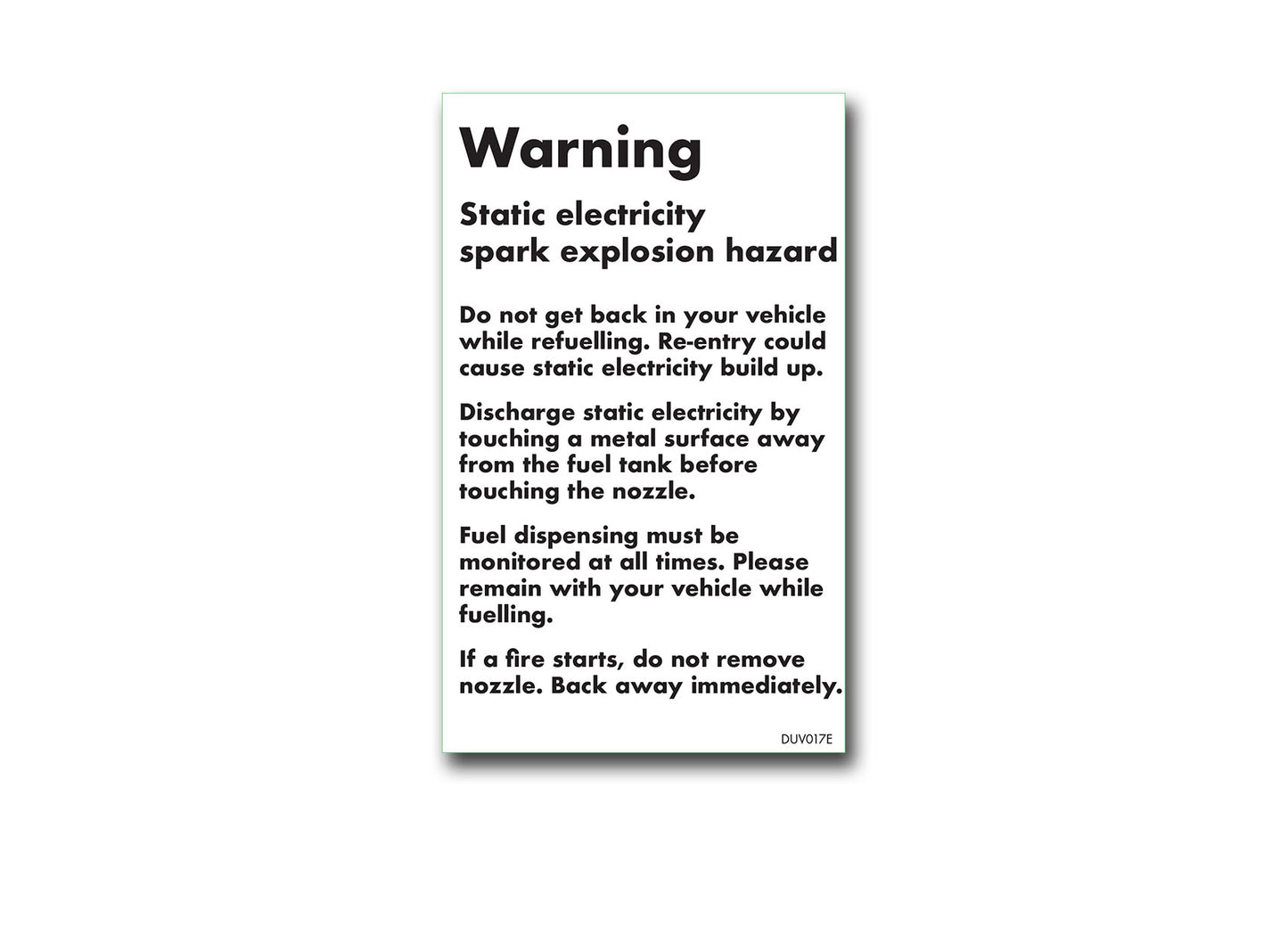 DUV017E - Warning Static Electricity decal