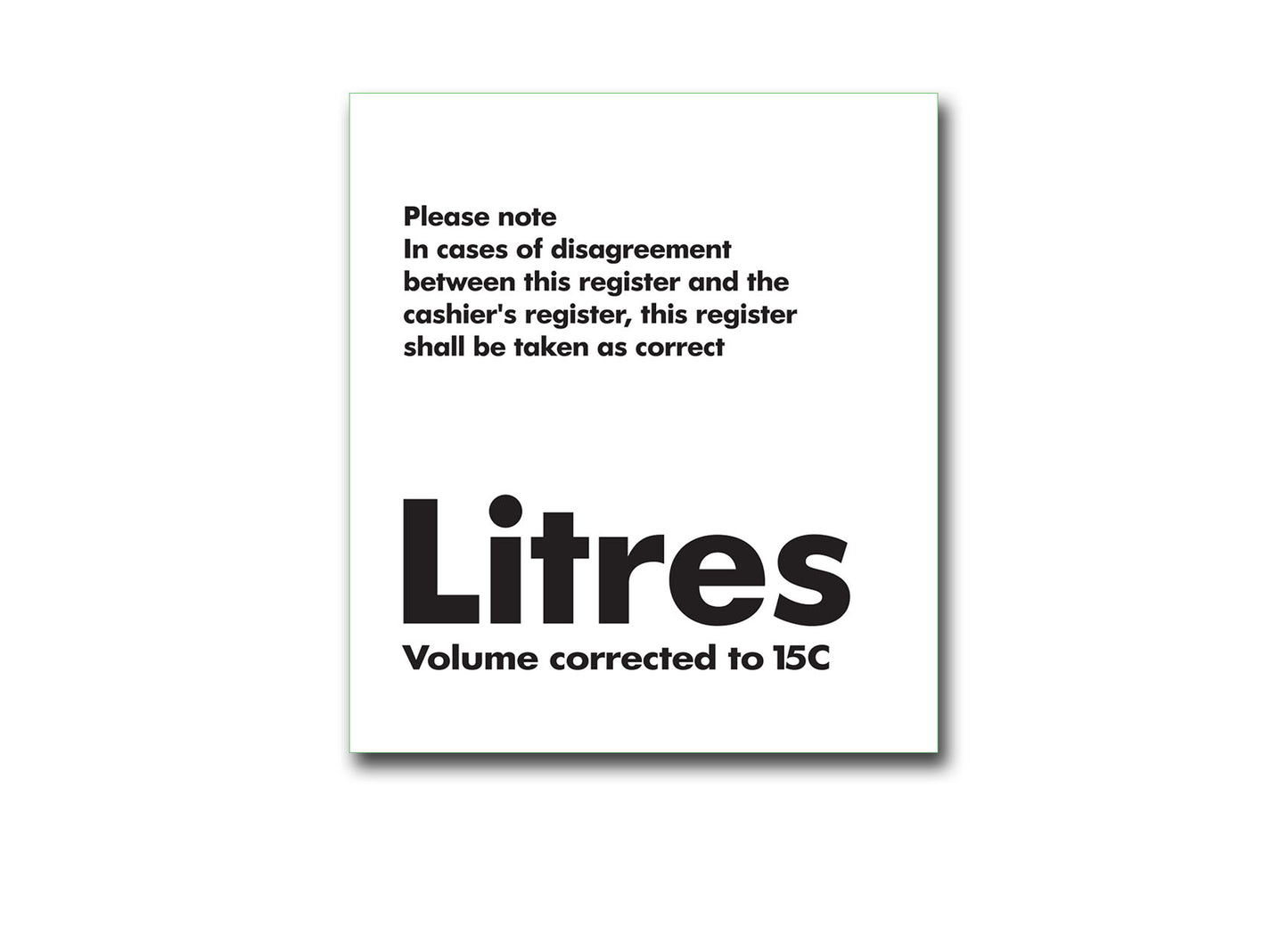 DWOV19E - English Disclaimer Litre decal