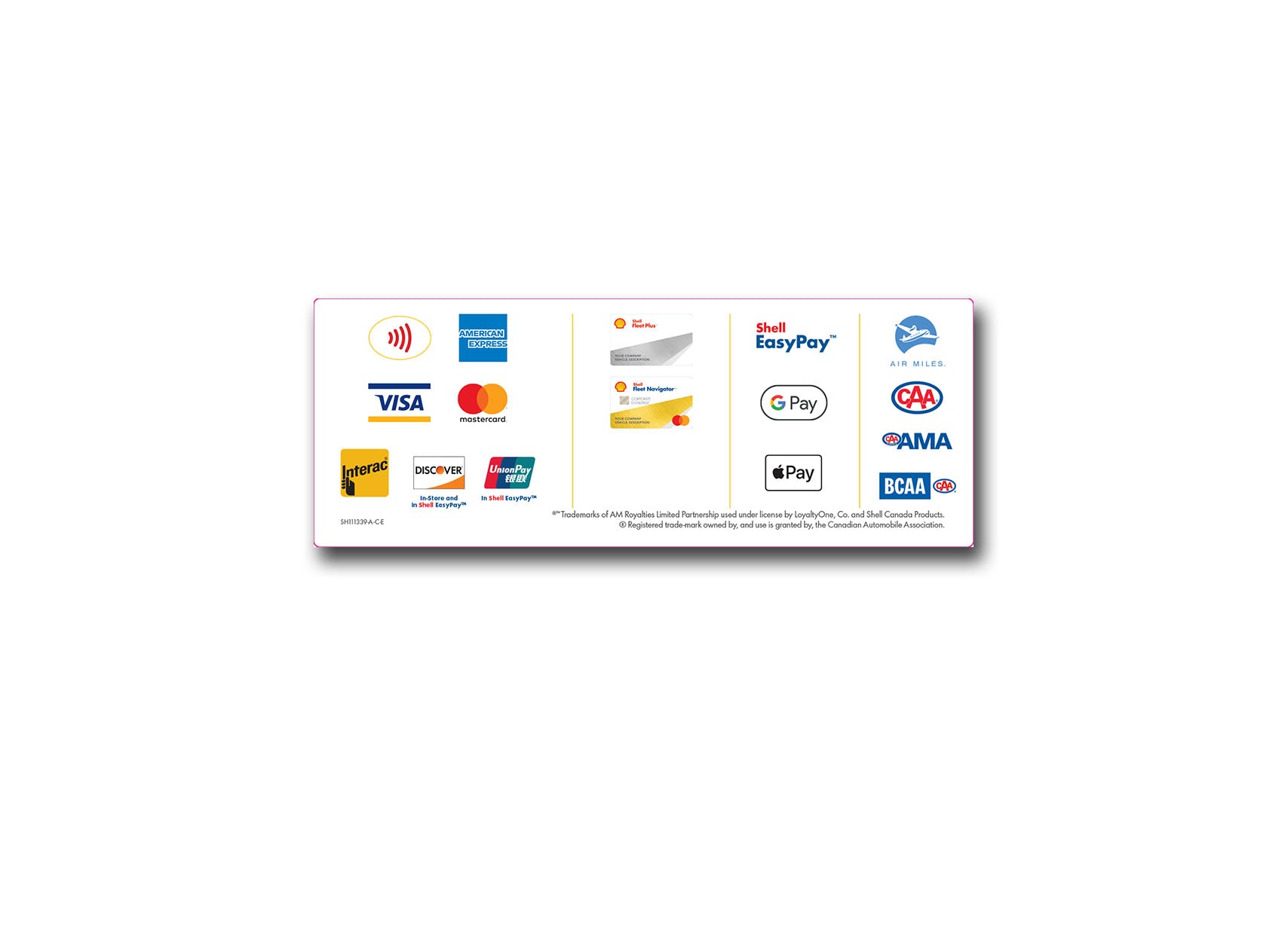 SH111339 A C E Contactless Pump Payment Decal Shell Fuel Decals sh111339-a-c-e-contactless-pump-payment-decal-shell-fuel-decals